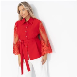 Жакет нарядный, Даю автограф (алый, с поясом)