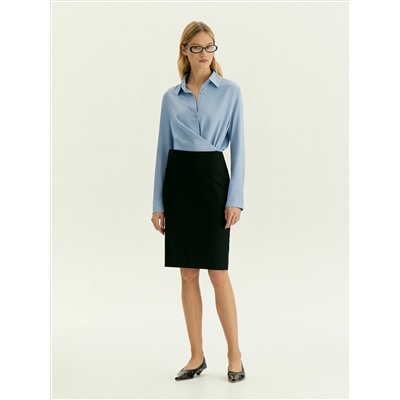 Юбка-карандаш миди из костюмной шерсти, S663/aspect