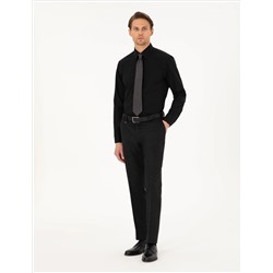 Siyah Regular Fit Uzun Kollu Basic Gömlek