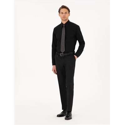 Siyah Regular Fit Uzun Kollu Basic Gömlek