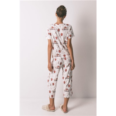 Pijama Capri canalé gris Snoopy