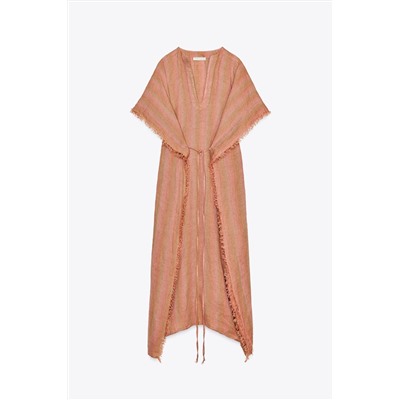 ZW COLLECTION 100% LINEN MULTI-POSITION KAFTAN DRESS