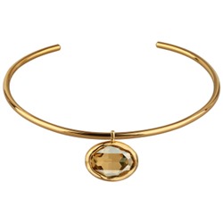 Колье-чокер Грация (кристаллы SW 30х22 шампань; золото) 13см, Есть комплект