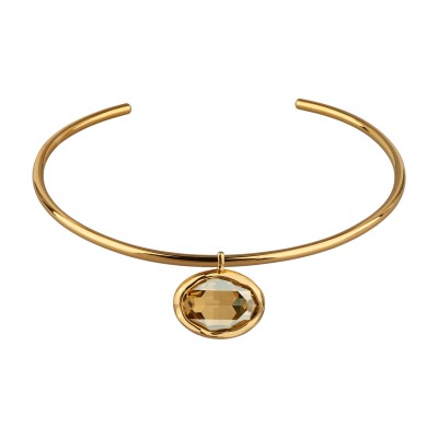 Колье-чокер Грация (кристаллы SW 30х22 шампань; золото) 13см, Есть комплект