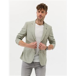 Açık Yeşil Ekstra Slim Fit Keten Karışımlı Blazer Ceket