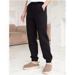 Брюки джоггеры теплые из футера трехнитики c начесом