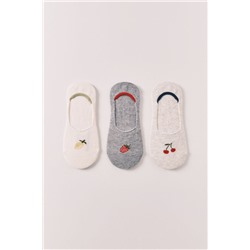 Pack 3 calcetines invisibles estampados frutas