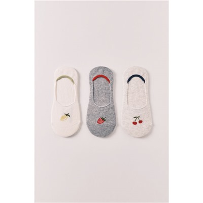 Pack 3 calcetines invisibles estampados frutas