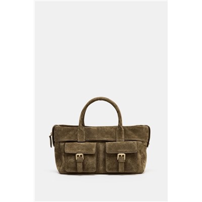 LEATHER HANDBAG WITH POCKETS