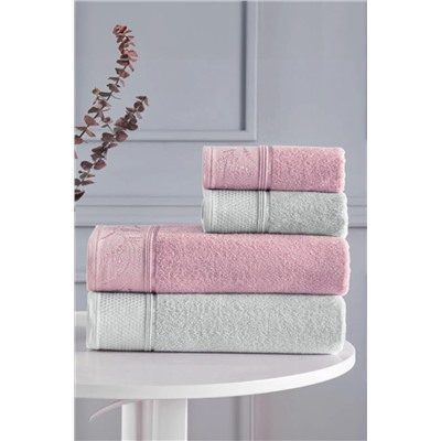 Özdilek Ditsy Best Set Hamam Takımı - Pembe - Gri