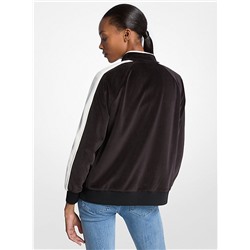 Michael Kors Outlet Striped Velour Zip-Up Jacket