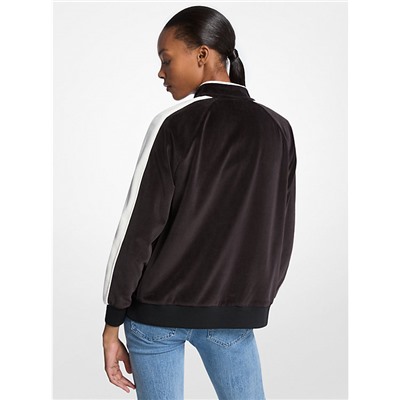 Michael Kors Outlet Striped Velour Zip-Up Jacket