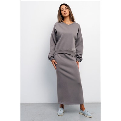 Свитшот худи оверсайз кофта с начесом 387LGR