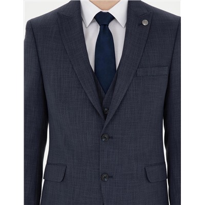 Lacivert Ekstra Slim Fit Yelekli Takım Elbise