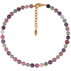 Колье Селена (кварц 8мм микс; покрытие золото) 40-45см, Есть комплект