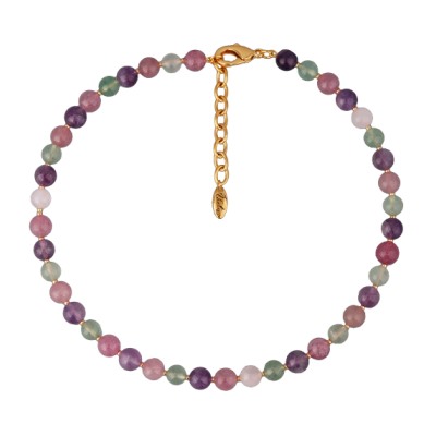 Колье Селена (кварц 8мм микс; покрытие золото) 40-45см, Есть комплект