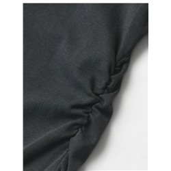 Женская короткая футболка со сборкой по бокам из смесового тенселя МО*КО