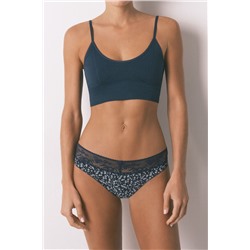 Braga clásica algodón azul estampado flores