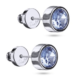 Пусеты Теннис (кристаллы SW светлый сапфир 6мм; покрытие родий), Есть комплект