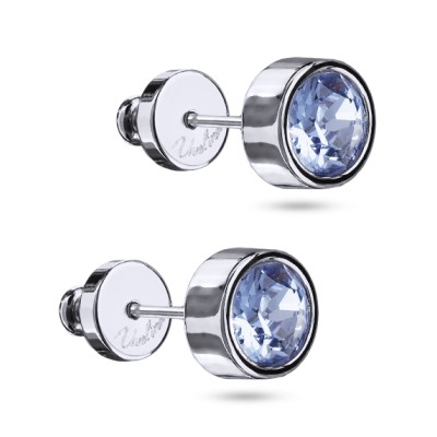 Пусеты Теннис (кристаллы SW светлый сапфир 6мм; покрытие родий), Есть комплект