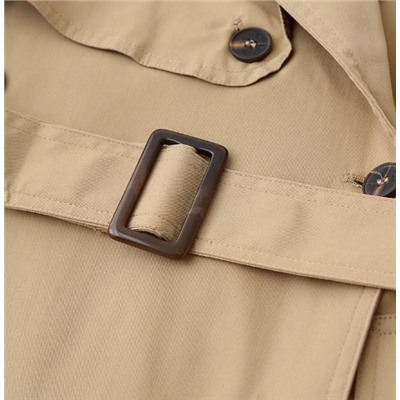 Женский двусторонний тренчкот с длинным рукавом и воротником-стойкой