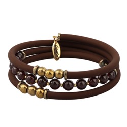 Браслет Терра (гранат, каучук шоколад; покрытие золото), Есть комплект