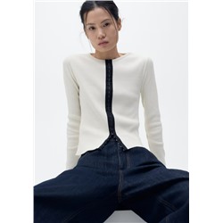 Cárdigan algodón cierre contraste