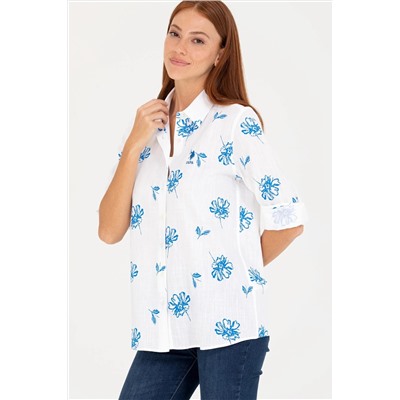 Kadın Saks Uzun Kollu Gömlek