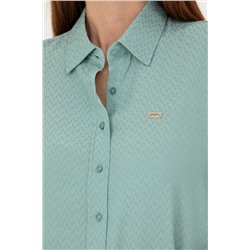 Kadın Mint Uzun Kollu Gömlek