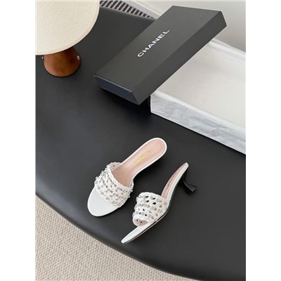 Женские шлепки / мюли  на элегантном каблучке 5 цветов ШАНЕЛ*Ь