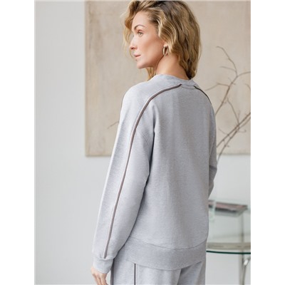 Свитшот с лампасами и разрезами из эластичного футера двухнитки без начеса