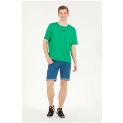 Erkek Elma Yeşili Comfort Bisiklet Yaka Tişört