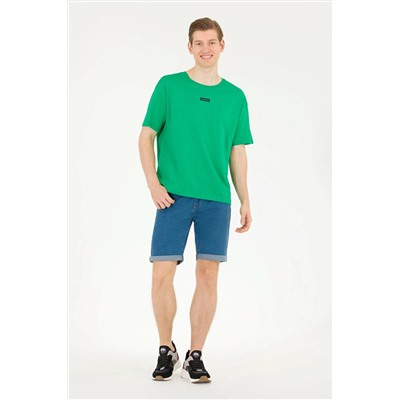 Erkek Elma Yeşili Comfort Bisiklet Yaka Tişört