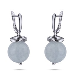 Серьги Терра (морганит голубой 12мм, покрытие родий), Есть комплект