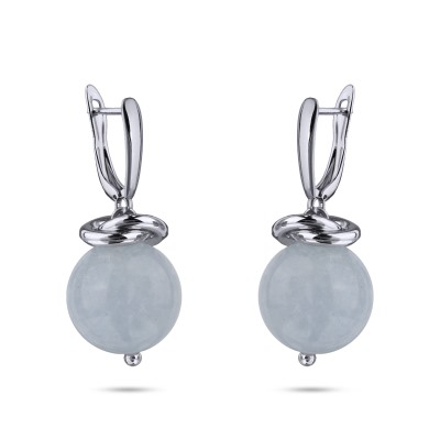 Серьги Терра (морганит голубой 12мм, покрытие родий), Есть комплект