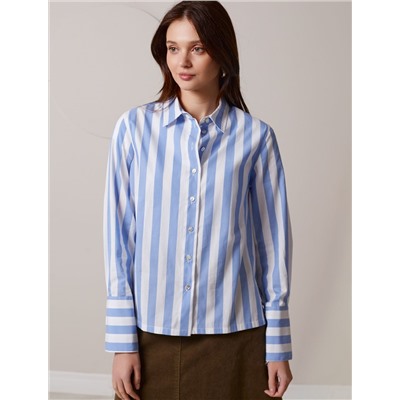 Блузка свободного силуэта в широкую полоску из 100 % хлопка