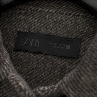 Женское шерстяное короткое пальто свободного кроя ЗАР*А