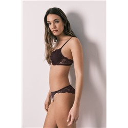 Braga clásica microfibra y encaje morada