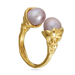 Кольцо (жемчуг нежно-розовый 8мм; покрытие золото), Есть комплект