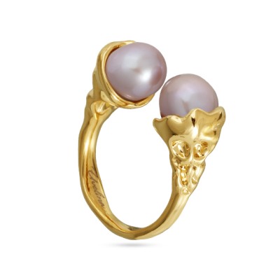 Кольцо (жемчуг нежно-розовый 8мм; покрытие золото), Есть комплект