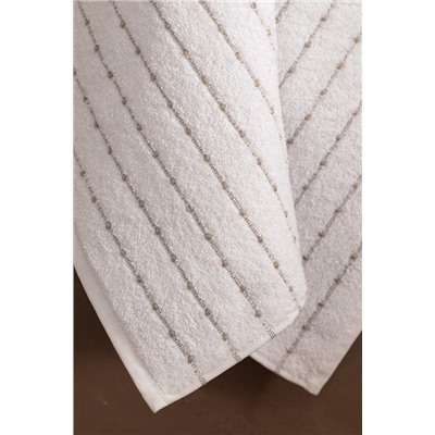 Bande %100 Pamuk Banyo Havlusu - Beyaz/Bej - 70x140 cm