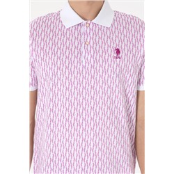 Erkek Regular Fit Polo Yaka Menekşe Desenli Tişört