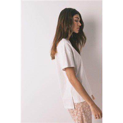 Camiseta 100% algodón "Namaste" blanco
