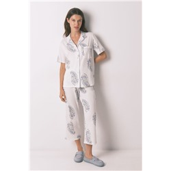 Pijama camisero algodón Paisley azul