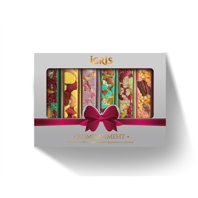 "Комплимент" Шоколад с сублимированными фруктами и орехами (GREY)    215 грамм