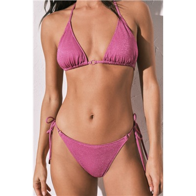 Braga bikini clásica tira rosa brillo