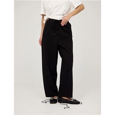 Черные брюки-баррель с закрепками