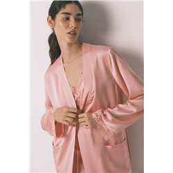 Bata midi satén rosa