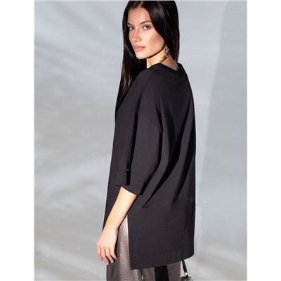 Футболка оверсайз с принтом стразами из премиального хлопка с эластаном