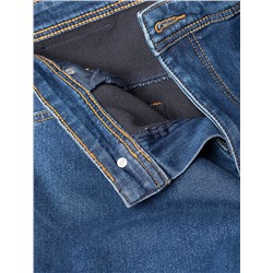 Джинсы классического кроя из эластичного денима на ФЛИСЕ